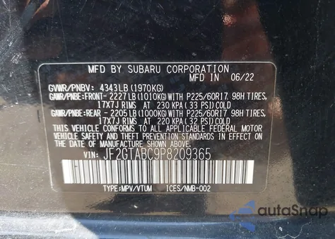 2023 Subaru Crosstrek from USA, damaged, VIN JF2GTABC9P8209365